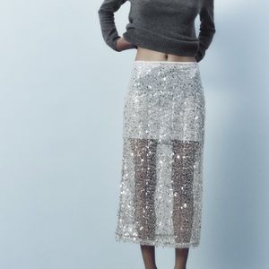 ZARA SEQUIN MIDI SKIRT